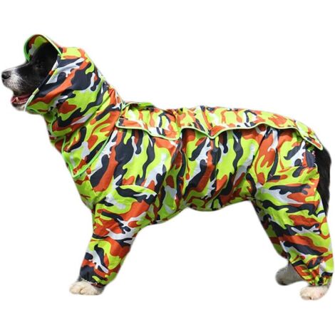 Imperméable pour chien avec capuche amovible (Vert camouflage, 20)