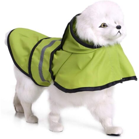 Imperméable pour chien avec capuche et bandes réfléchissantes (vert)-Fei Yu