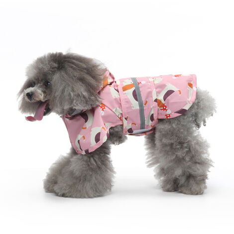 Imperméable pour chien avec capuche transparente, poncho de pluie pour petits, moyens et grands chiens, style marin (chien rose)