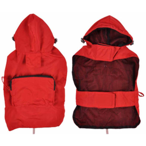 Imperméable pour Chien "Capuche & Poche" 40cm Rouge