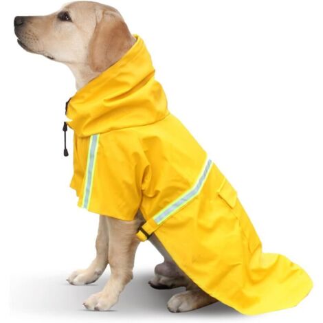 Imperméable pour Chien,  Imperméable pour Chien avec Capuchon, Respirant Veste de Pluie Chiens, Imperméable pour Animaux de Compagnie, Chiot Poncho de Pluie avec Bandes Réfléchissantes