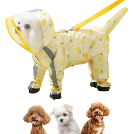Imperméable pour chien, motif ananas, imperméable, convient aux petits et moyens chiens (jaune, L)