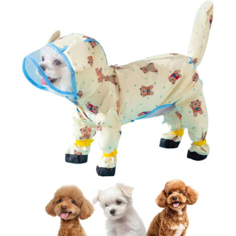Imperméable pour chien, motif ours jaune, imperméable, convient aux chiens de petite et moyenne taille (jaune, XL)