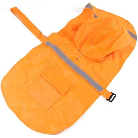 Imperméable pour chien orange, ajustable et réfléchissant, avec capuche - Taille S