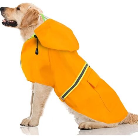 Imperméable pour Chiens de Taille Moyenne à Grande, Veste de Pluie pour Chien avec Bande Réfléchissante et Sangles Zippées Réglables (2XL)