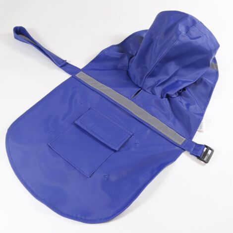 Imperméable pour chiens et chats avec capuche et bande réfléchissante (bleu, taille