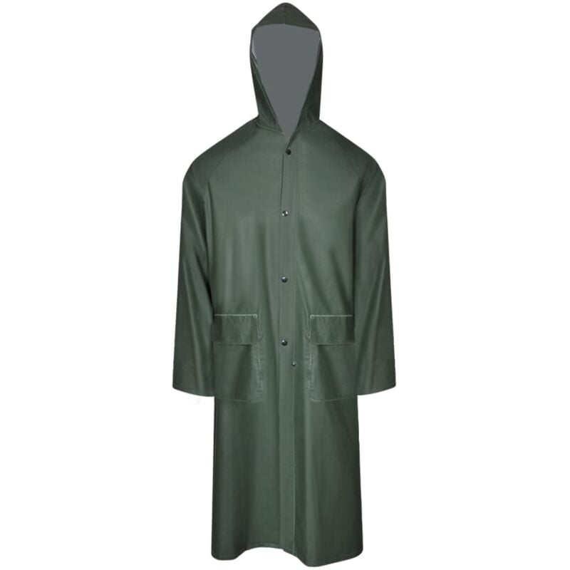 Manteau de pluie long imperméable résistant à capuche vert xl Vidaxl
