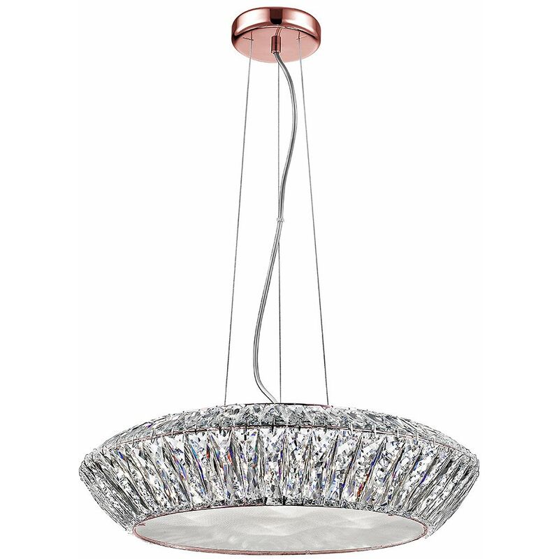 Image of Impex Lighting - Impex Armel Plafoniera a sospensione a 5 luci a led in cristallo oro rosato