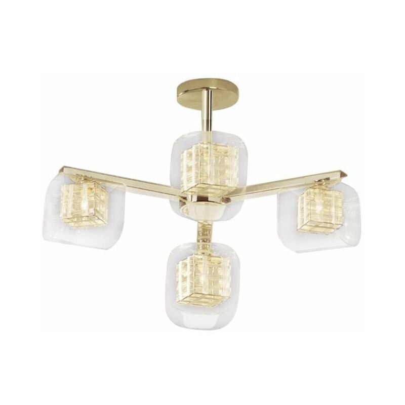 Impex Avignon Plafonnier 4 Lumières Cristal Doré