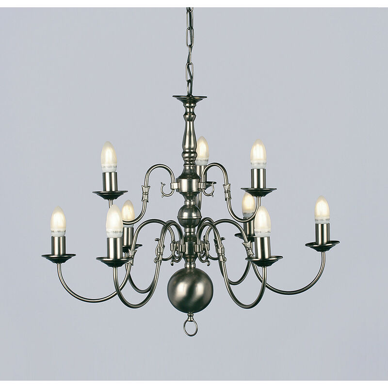 Impex Flemish Lustre à 9 bras en étain