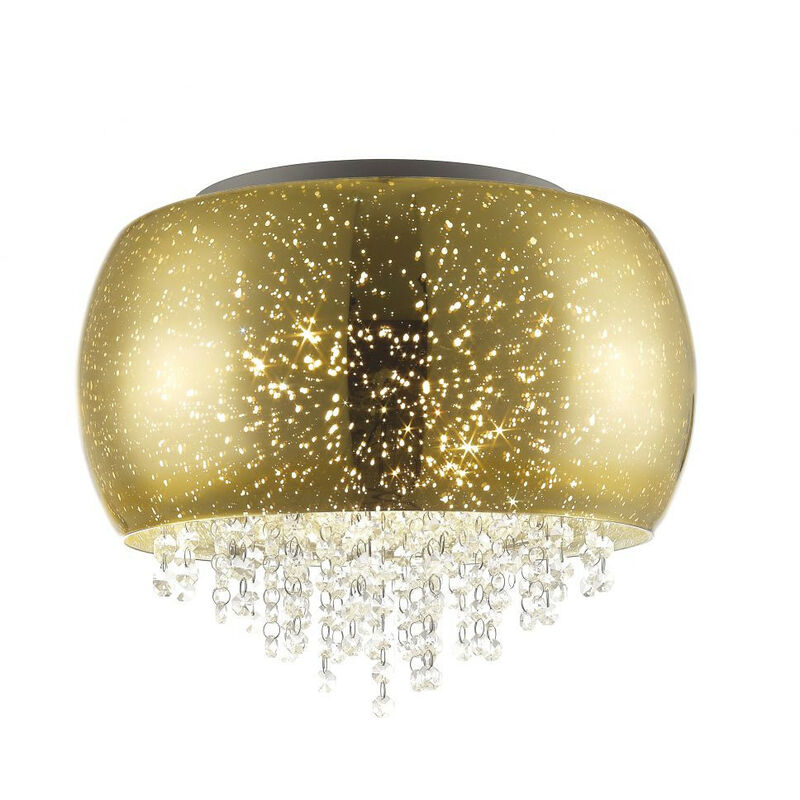 Image of Impex Lighting - Impex Luna Plafoniera a 3 luci da soffitto in cristallo dorato