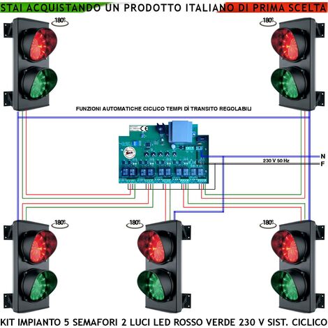 SEMAFORO LED LUCI ROSSO-VERDE D125MM230V