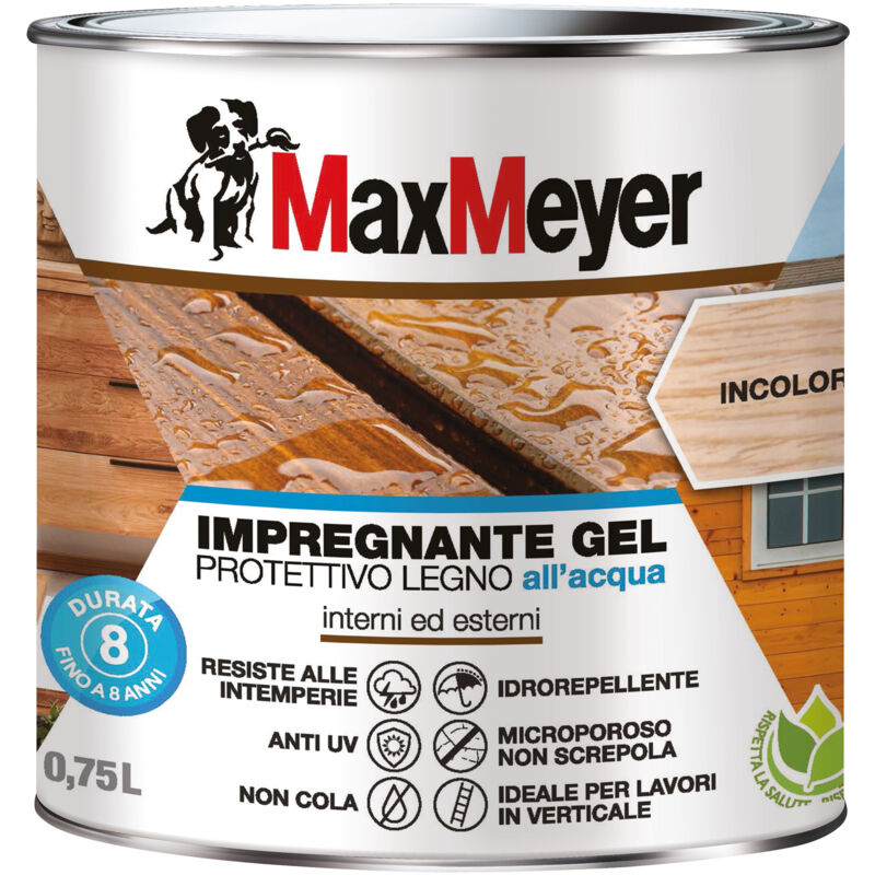 Maxmeyer Impregnante Gel Protettivo Legno All'acqua, Incolore, 0.75l
