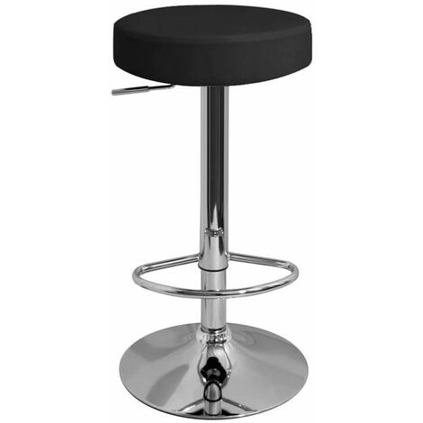 Impresa Height Adjustable Bar Stool With Black Faux Leather Padded Seat Swivel