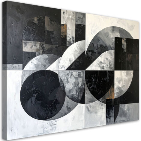 Impresión de Imagen, Abstracción círculos formas negro blanco, 30x20