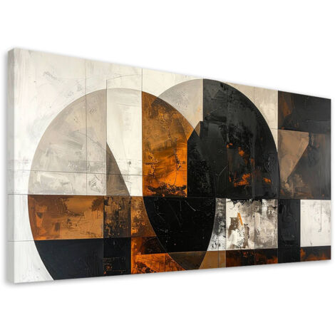 Impresión de Imagen, Abstracción con formas circulares marrón y gris, 80x40