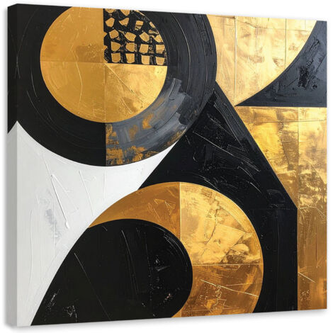 Impresión de Imagen, Abstracción formas negro dorado, 30x30