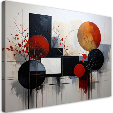 Impresión de Imagen, Abstracción geométrica de círculos rojos, 45x30