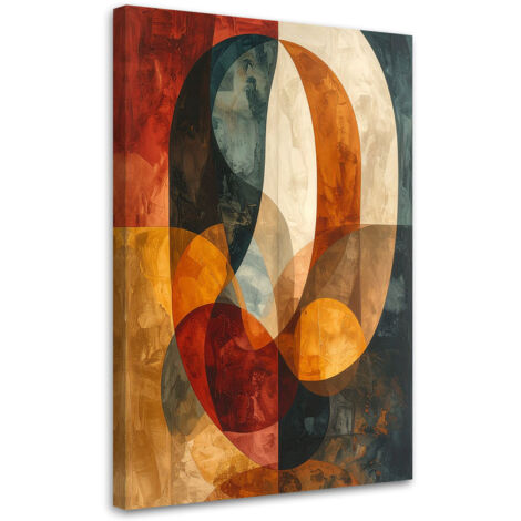 Impresión de Imagen, Abstracción geométrica en tonos beige dorado y marrón rojizo, 40x60