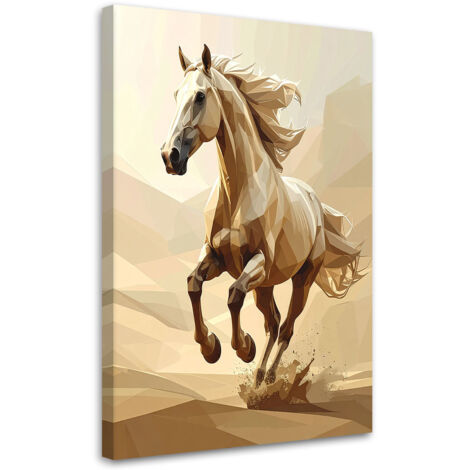 Impresión de Imagen, Caballo blanco geométrico galopando, 40x60