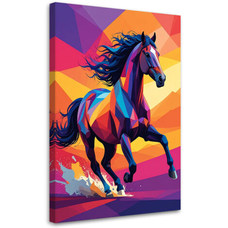 Impresión de Imagen, Caballo geométrico colorido galopando, 20x30