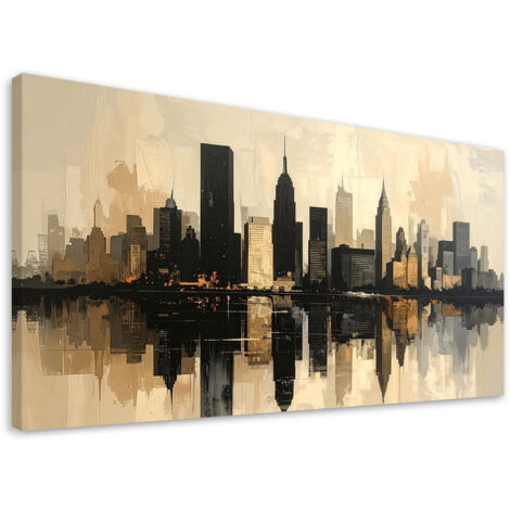 Impresión de Imagen, Ciudad moderna del futuro en tonos beige, 100x50