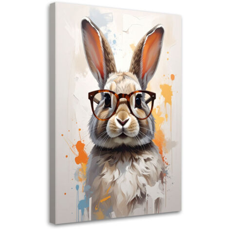 Impresión de Imagen, Conejo con gafas en beige, 30x45