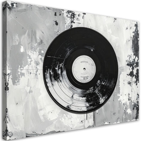 Impresión de Imagen, Disco de vinilo en blanco y negro, 30x20