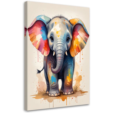 Impresión de Imagen, Elefante colorido cría de elefante animales de safari, 20x30