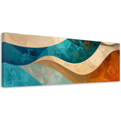 Impresión de Imagen, Formas abstractas beige turquesa, 90x30