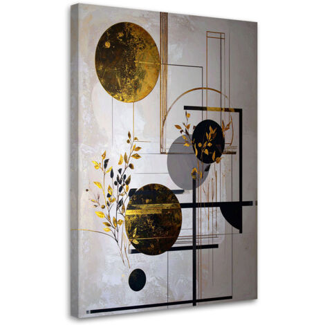 Impresión de Imagen, Formas abstractas de círculos y hojas en beige, 20x30