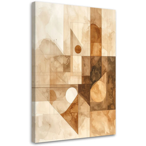 Impresión de Imagen, Formas abstractas en tonos pastel beige y marrón, 20x30