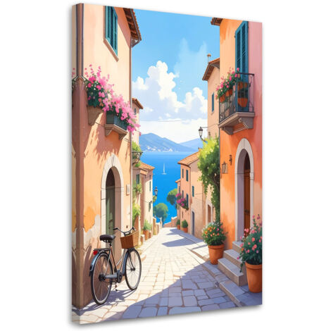 Impresión de Imagen, Italia Calle toscana con vistas a las montañas, 20x30