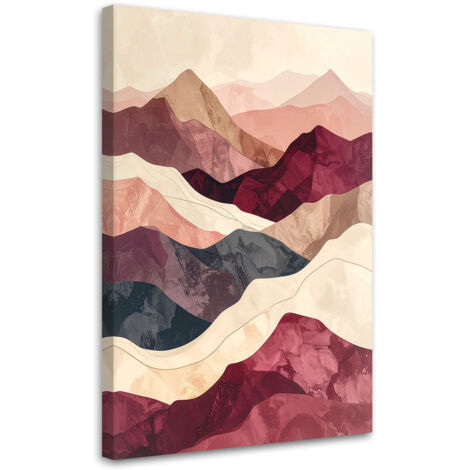 Impresión de Imagen, Montañas abstractas en tonos beige y burdeos, 30x45