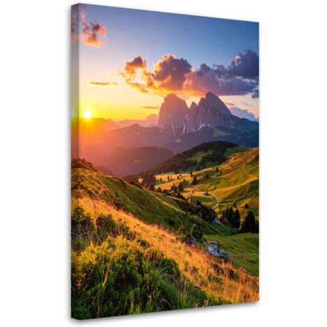 Impresión de Imagen, Montañas paisaje puesta de sol naturaleza, 40x60