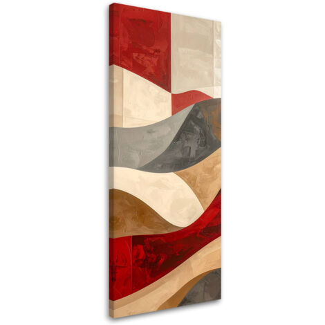 Impresión de Imagen, Olas abstractas en tonos rojo y beige, 30x90