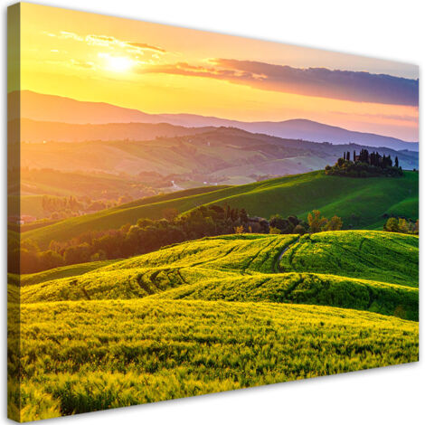 Impresión de Imagen, Paisaje de la Toscana puesta de sol, 45x30