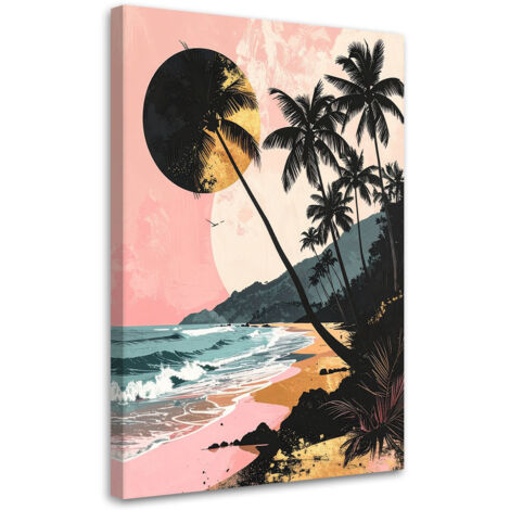 Impresión de Imagen, Palmeras tropicales en tonos rosa pastel, 20x30