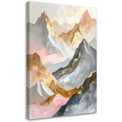 Impresión de Imagen, Pastel abstracto Montañas en tonos dorados, 20x30