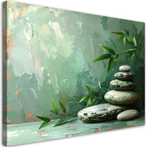 Impresión de Imagen, Piedras zen hojas pintura imitación, 60x40