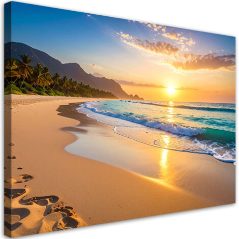 Impresión de Imagen, Playa mar puesta de sol paisaje, 30x20