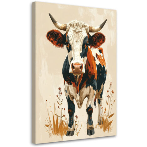 Impresión de Imagen, Vaca animal sobre fondo beige, 30x45