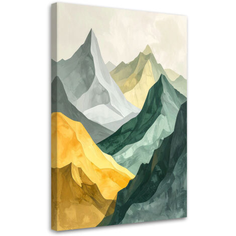 Impresión de Imagen, Vista de montañas abstracta en tonos verde y beige, 20x30
