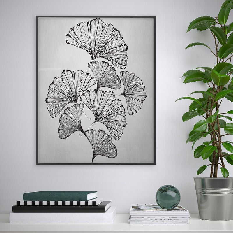 

Impresión hoja cuadro blanco y negro diseño minimalista 40 x 50 cm Variety Masamba
