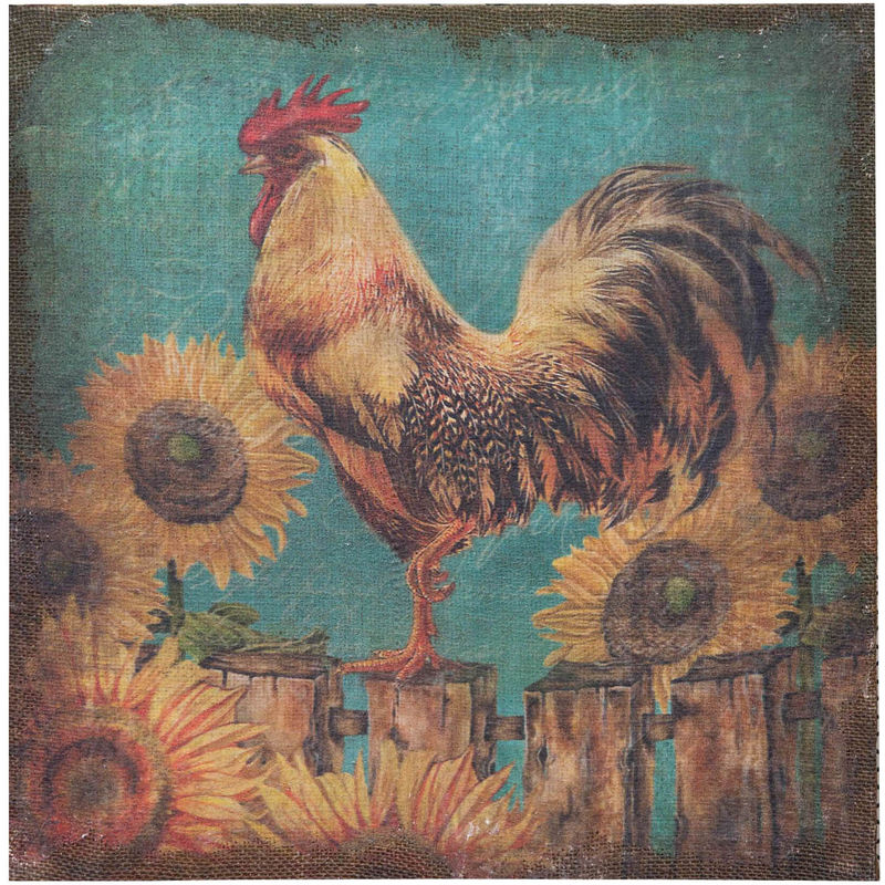 

Biscottini - Impresión'GALLO ' sobre la tela de yute crudo con efecto envejecido L40xPR1,9xH40 cm'