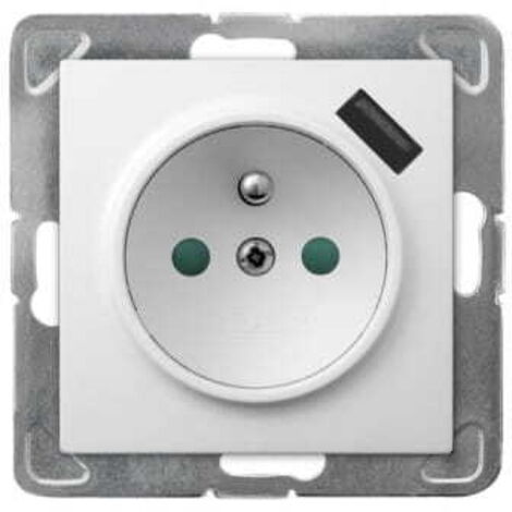 Impresja blanco pt toma de tierra individual 2PZ con interruptor cargador USB sin marco