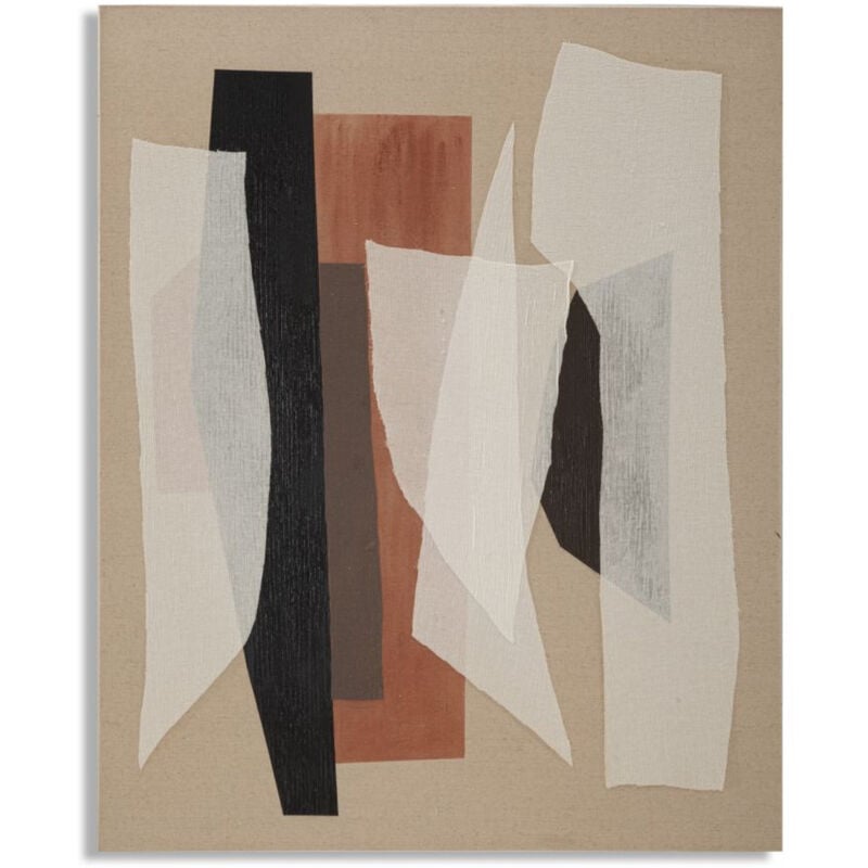 Impression sur Toile Géométrique 20, Bois, Tissu, Multicouleur, 80x2,8x100 cm