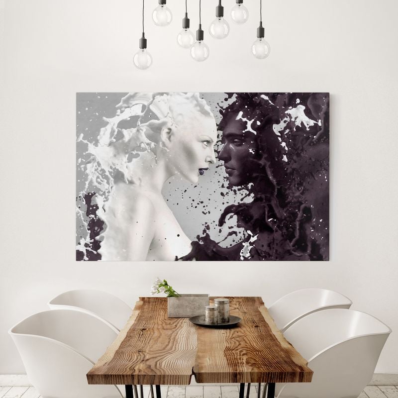 Large Gris Noir Blanc Abstrait Carre Toile Photos 4 Piece Wall Art 104 Cm