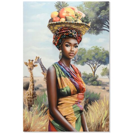 Impression sur toile représentant une femme africaine, décoration murale ethnique moderne, pour salon et chambre à coucher.