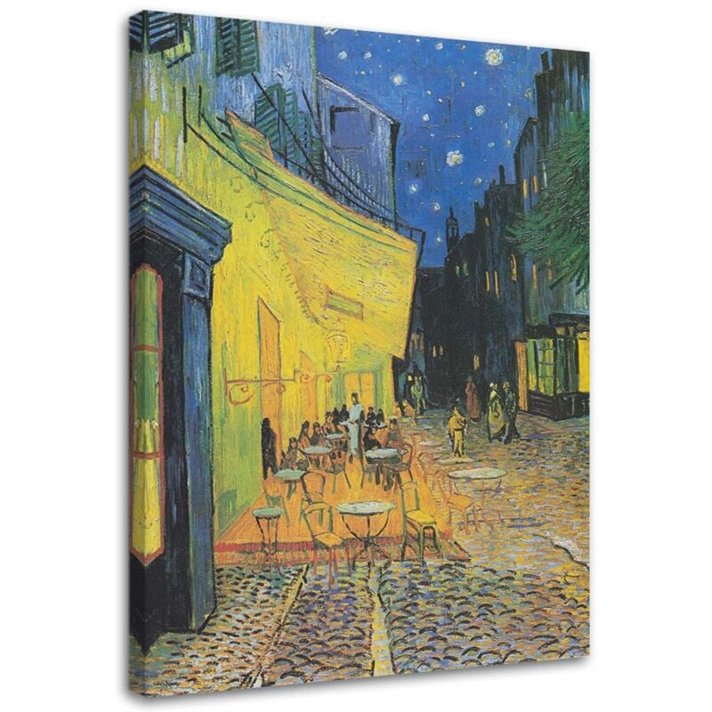 Impression sur toile, Terrasse de café la nuit - Reproduction de V. van Gogh - 80x120